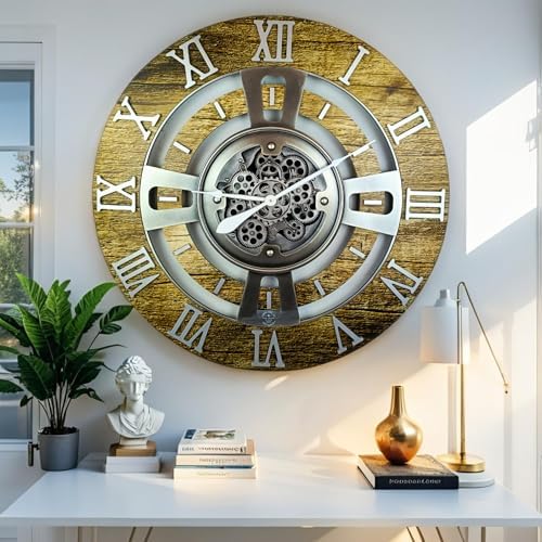 ImprovingLife The Gears Clock Real Moving Gear Wall Clock England Line) - Image 2