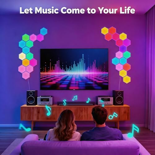 TISOFU 8 Pack Hexagon Lights LED Wall Panels, RGB Color Gaming Light Decoration - Image 6