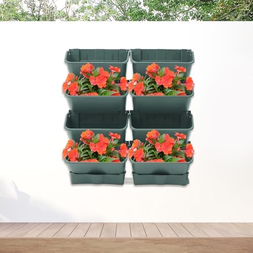 Wall Mounted Planters 8 Pots, Self Watering Vertical Garden Planters - Image 4