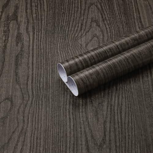 Dimoon Black Wood Wallpaper Wood Contact Paper Thickened Embossed Gray Wood by DIYYOURMOON