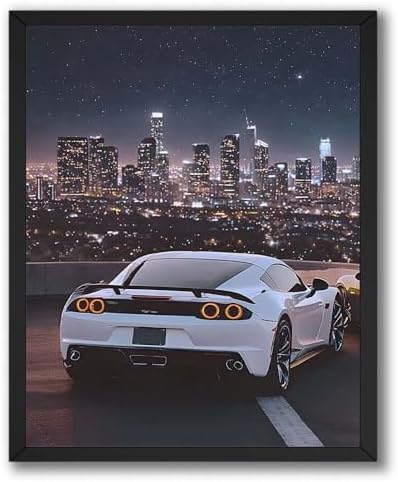 InkFlow Posters City Skyline Sports Car Canvas Poster by InkFlowPosters