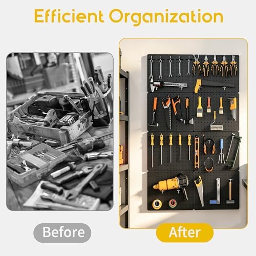 Peg board, Metal Pegboard for Tools, 8 Pack Black Wall Organizer - Image 5