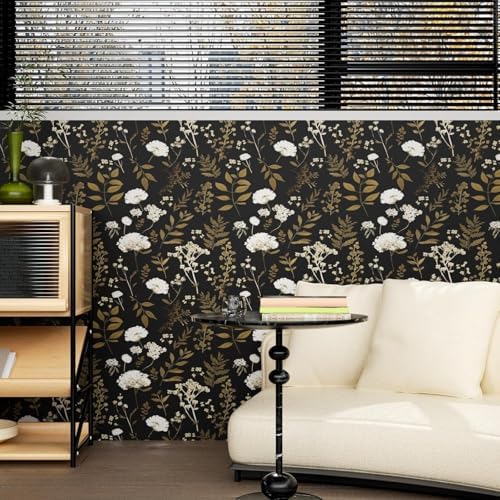 Laatse Vintage Dark Floral Leaf Peel and Stick Wallpaper 17.5"x393" - Image 2