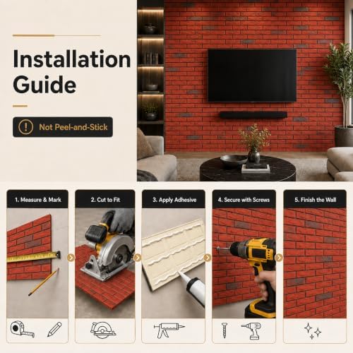 Faux Stone Wall Panels, 6 Pack PU Stone Veneer Panels, 44.9" L x 11.8" H x 1.2" - Image 4