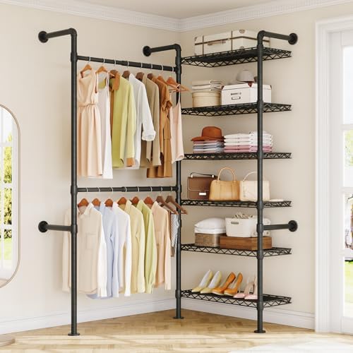 ONBRILL L2 Wall Mounted Closet System, Industrial Pipe Clothing Rack by ONBRILL