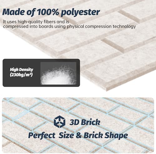 12Pack wall panels, 3D Brick Pattern Sound Proof Panels - Image 3