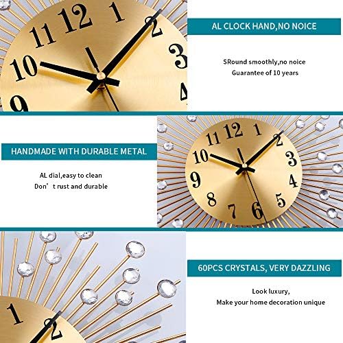 Large Wall Clocks for Living Room Decor Modern Gold Silent Clock - Image 5