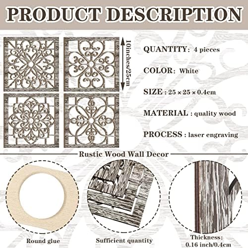 Yulejo 4 Pieces Thicken Rustic Wall Decor Farmhouse Wall Art Decor Wooden - Image 2