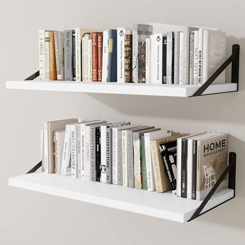 Deep Wall Shelves 30"W x 12"D Engineered Wood Floating Shelves by Venusmiles