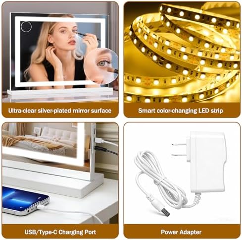 Vanity Mirror with Lights 28"x20", LED Makeup Mirror, 3 Color Lighting Modes - Image 7