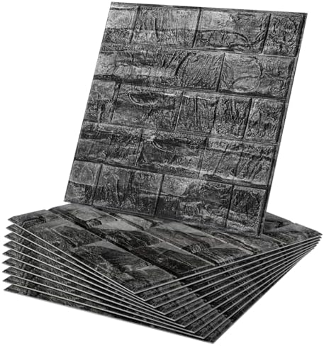 WADILE Peel and Stick 3D Wall Panels 12x12in PVC 10 Pack Black by WADILE