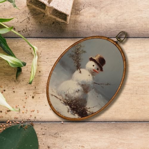 KSDUT Vintage Snowman Winter Oval Wall Art 8.6"x11.4" - Image 4