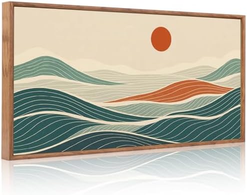 CHDITB Long Coastal Framed Wall Art, Minimalist Coastal Horizontal Wall Decor by CHDITB