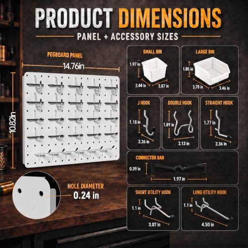 Pegboard Organizer Kit, 4 Pack 14.76x10.82 in Metal Panels - Image 3
