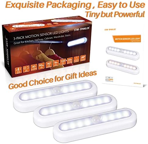 STAR-SPANGLED 9 Pack 7” Motion Sensor Lights Indoor Battery Operated, Stick on - Image 7