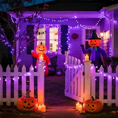 JMEXSUSS Connectable 100 LED Globe Purple Halloween Lights Indoor 8 Modes - Image 7