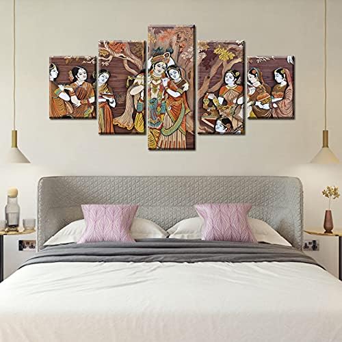 DJSYLIFE Radha Krishna Canvas Wall Art, Indian God - Image 6