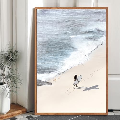 CHDITB Surfing Framed Canvas Wall Art, Seaside Ocean Surf Wall Decor, Modern - Image 5