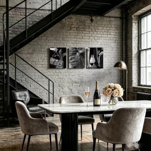 Liacxony 3Pcs Trendy Black and White Luxury Wall Art 24x16 Inch Framed - Image 6