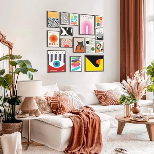 MAZUKO 15 Pcs Unframed Bauhaus Mid Century Art - Image 3