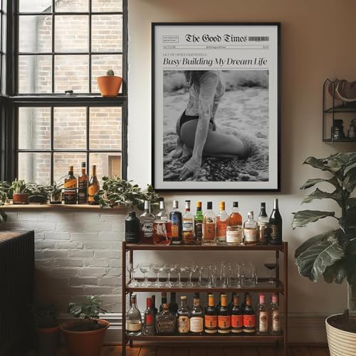 Funky Black And White Newspaper Canvas Wall Art 8x12in Black Framed Trendy Hot - Image 7