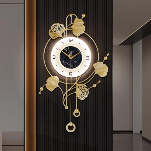 Wall Clock with Light, Large Decorative Clock by SINMI
