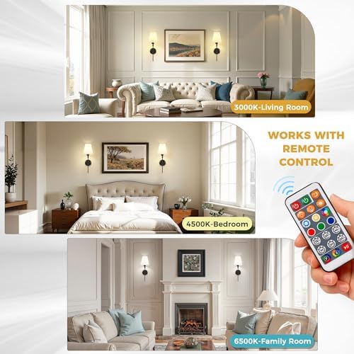 Battery Operated Wall Sconce: Set of 2 Wireless Wall Light 12000mAh - Image 5