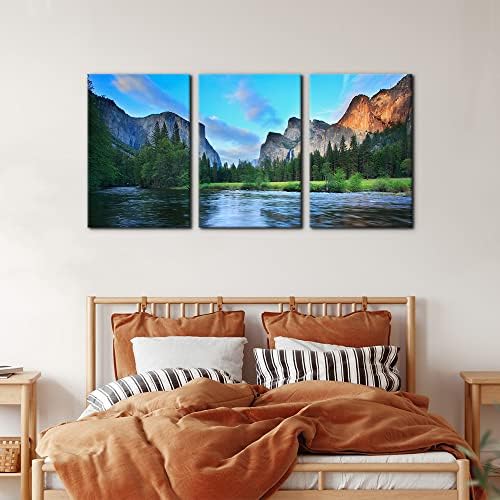 Pacimo Mountain Canvas Wall Art Panorama of Yosemite Valley Pictures Painting - Image 4