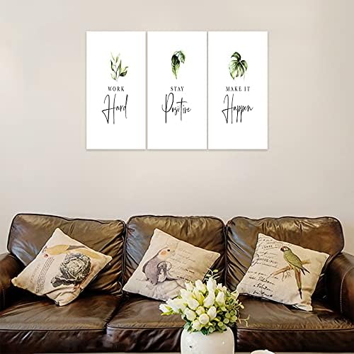 3 Piece Inspirational Wall Art, Quotes Work Stay Make it Canvas Prints - Image 2