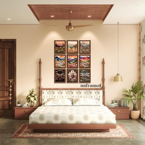 XIANGRUI Boho Wall Art Set of 9, 8x10In Nature Prints, Retro Colorful Decor - Image 4