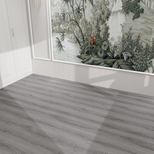 Wood Grain Peel and Stick Floor Tiles, 11.8" x 118", Soft Gray Oak - Image 6