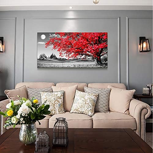 MHARTK66 wall art for living room Simple Life red moon tree scenery Abstract - Image 2
