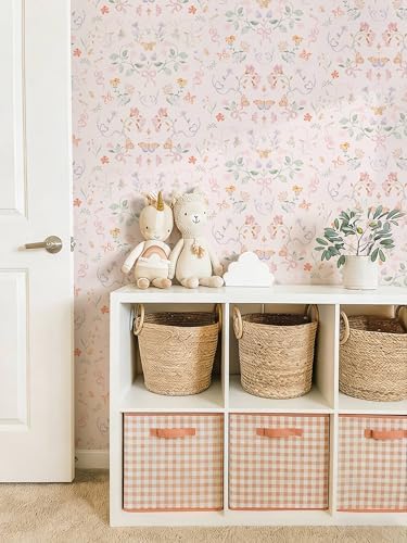 Ismoon Pink Wallpaper Peel and Stick Floral Wallpaper 17.3in x 16.4ft Green - Image 4
