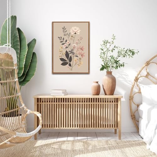 CHDITB Vintage Flower Framed Canvas Wall Art Set, Large Neutral Wildflowers - Image 5