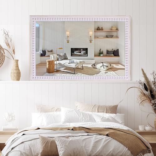 36x24 Inch Rectangle Wall Mirror, Wooden Rectangular Bathroom Mirrors - Image 7