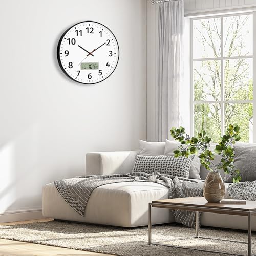 Foxtop 14 Inch Digital and Analog Wall Clock Battery Operated Clock - Image 4