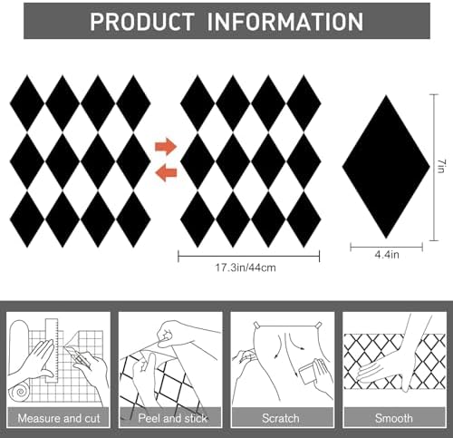 Black and White Peel and Stick Wallpaper Diamond Wallpaper Rhombus Contact - Image 3