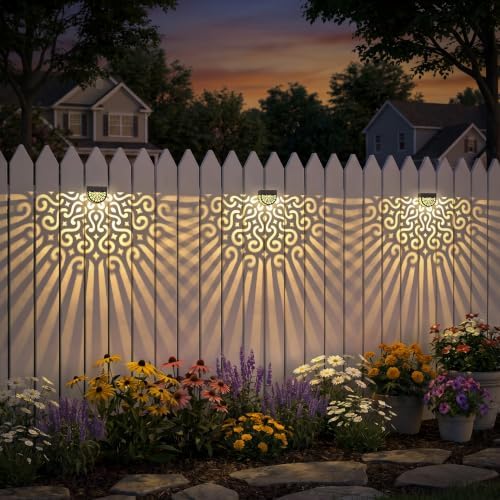 Hapjoy Solar Fence Lights Outdoor 4 Pack Solar Step Lights LED Powered Wall - Image 6