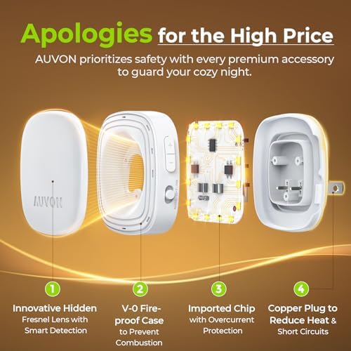 AUVON Plug-in LED Backlit Night Light 4 Packs, Motion & Dusk to Dawn Sensor - Image 6