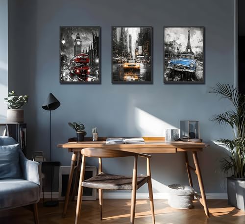 JWDXNOOK 3Pcs Color Car Canvas Prints Wall Art Unframed 12x16 inches - Image 6