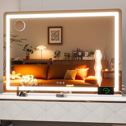 Hasipu Vanity Mirror with Lights, 41.3" x 30" LED Makeup Mirror, Lighted Makeup by Whatssuitableisthebest