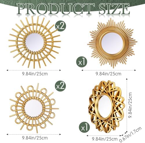 Namalu 6 Pcs Sunburst Round Mirror - Image 2