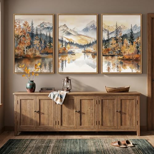 Framed Mountain Forest Landscape Wall Art - Image 4