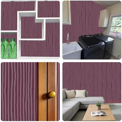 Wine Red Stripe Irregular Wallpaper Vintage Peel and Stick Wallpaper Wall Paper - Image 6