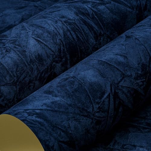 LACHEERY Navy Blue Felt Fabric Wallpaper Textured Velvet Paper Roll 15.8"x275" by LaCheery