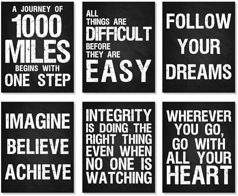 L&O Goods Motivational Wall Decor – Set of 6 | Inspirational 8×10 Glossy Poster by LOGoods