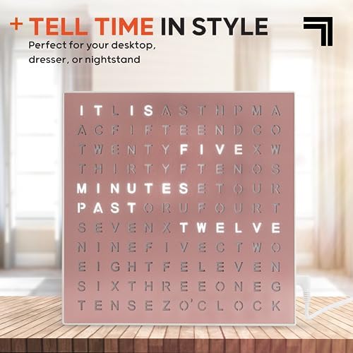 Sharper Image LED Word Digital Clock, Rose Gold Finish, Light-Up Desk & Wall - Image 3