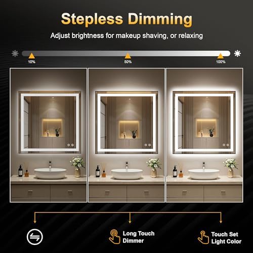LED Bathroom Mirror with Light, 30x30 Vanity Mirror - Image 4