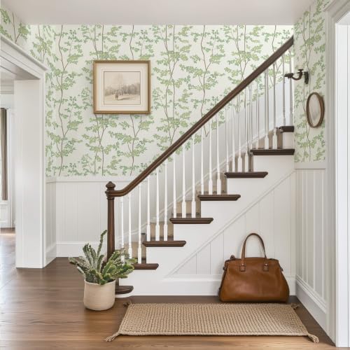 Heroad Peel and Stick Wallpaper Sage Green Tree/Leaf Cottage Contact Paper - Image 6