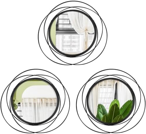 3 Set Sunburst Round Mirrors for Wall Decor Bedroom Bathroom by Cityelf